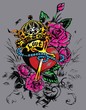 Vektor: royal heart with flores decoration royal heart with flores decoration