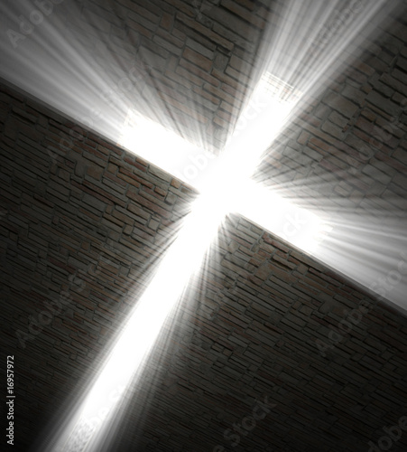 Photo: 3d fine image, Christian cross of light background 3d fine image, Christian cross of light background