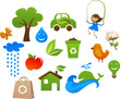 ecology cute, kids icons