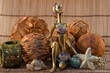Indian woman statuette on wooden background Indian woman statuette on wooden background
