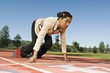 Businesswoman At Starting Blocks