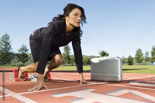 Foto: Businesswoman At Starting Blocks Businesswoman At Starting Blocks