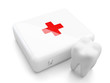 3d tooth with first aid kit isolated on white background.