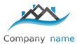 Logo maisons vague bleu gris Logo maisons vague bleu gris
