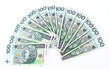 background made of polish 100 zloty banknotes