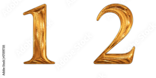Illustration: ゴールドの数字 1 2 ゴールドの数字 1 2