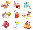 Vector cartoon style icon set. Part 13. Traveling