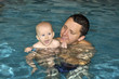 baby with dad in water baby with dad in water
