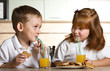 Drinking orange juice