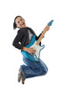Woman jumping with a guitar Woman jumping with a guitar