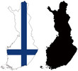 vector  map and flag of finland