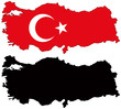 vector  map and flag of turkey