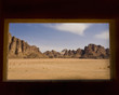 wadi rum desert seen through window