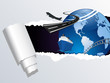ripped paper revealing the earth with trasport concept ripped paper revealing the earth with trasport concept