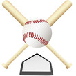 Baseball Emblem crossed bats over home plate Baseball Emblem crossed bats over home plate