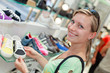 happy shoe shopping girl
