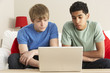 Foto: Two Boys Using Laptop At Home Two Boys Using Laptop At Home