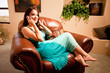 A pretty young woman on the phone