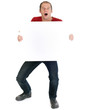 man holding sign
