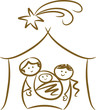 Weihnachtliche Krippenszene mit Jesuskind und Stern
