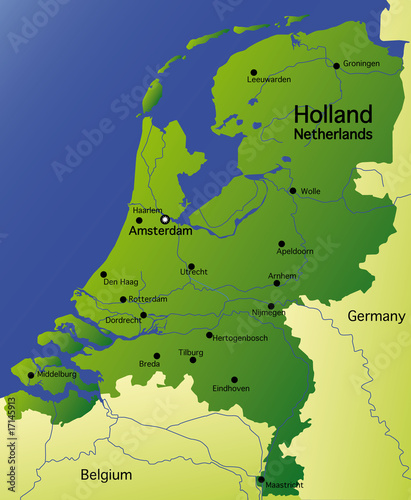 detailed vector map of holland / netherlands