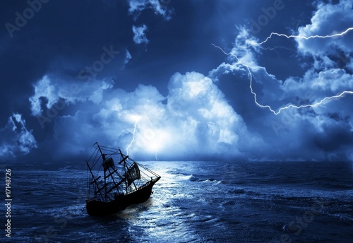 Photo: sailing-ship in time of storm sailing-ship in time of storm