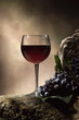 Wine glass and grapes