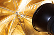 Photographic studio's lighting equipment strobe and umbrella.