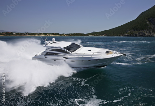 Italy, Circeo Bay (Rome), Tirrenian sea, luxury yacht