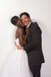 Photo: happy new wed interracial couple in wedding mood happy new wed interracial couple in wedding mood
