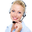 Photo: beautiful smiling happy woman in headset beautiful smiling happy woman in headset