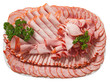 Platter of deli meats isolated on white