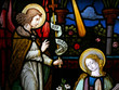 Engel mit Maria Verkündigung Kirchenfenster Jena Engel mit Maria Verkündigung Kirchenfenster Jena