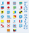 Marine flags on wave background