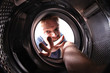 man in wash machine