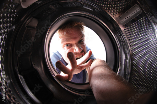 Photo: man in wash machine man in wash machine