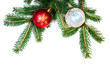 Christmas balls on pine branch Christmas balls on pine branch