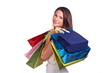 Photo: Young woman with colored bags Young woman with colored bags