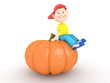 boy and pumpkin