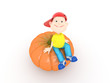 Boy and pumpkin