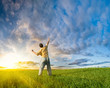 man rising up hand
