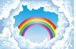 Rainbow in the sky with clouds.