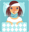 Young girl suffering from flue or any other virus cold