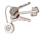 Steel keys with email symbol on a white background