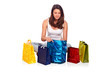 Young woman sitting and looking in a bag