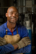 African welder with mask