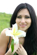 beautiful woman lily flower