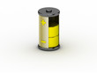 3D half charged battery on white background