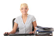 Teen woman working with computer