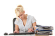 Teen woman working with computer